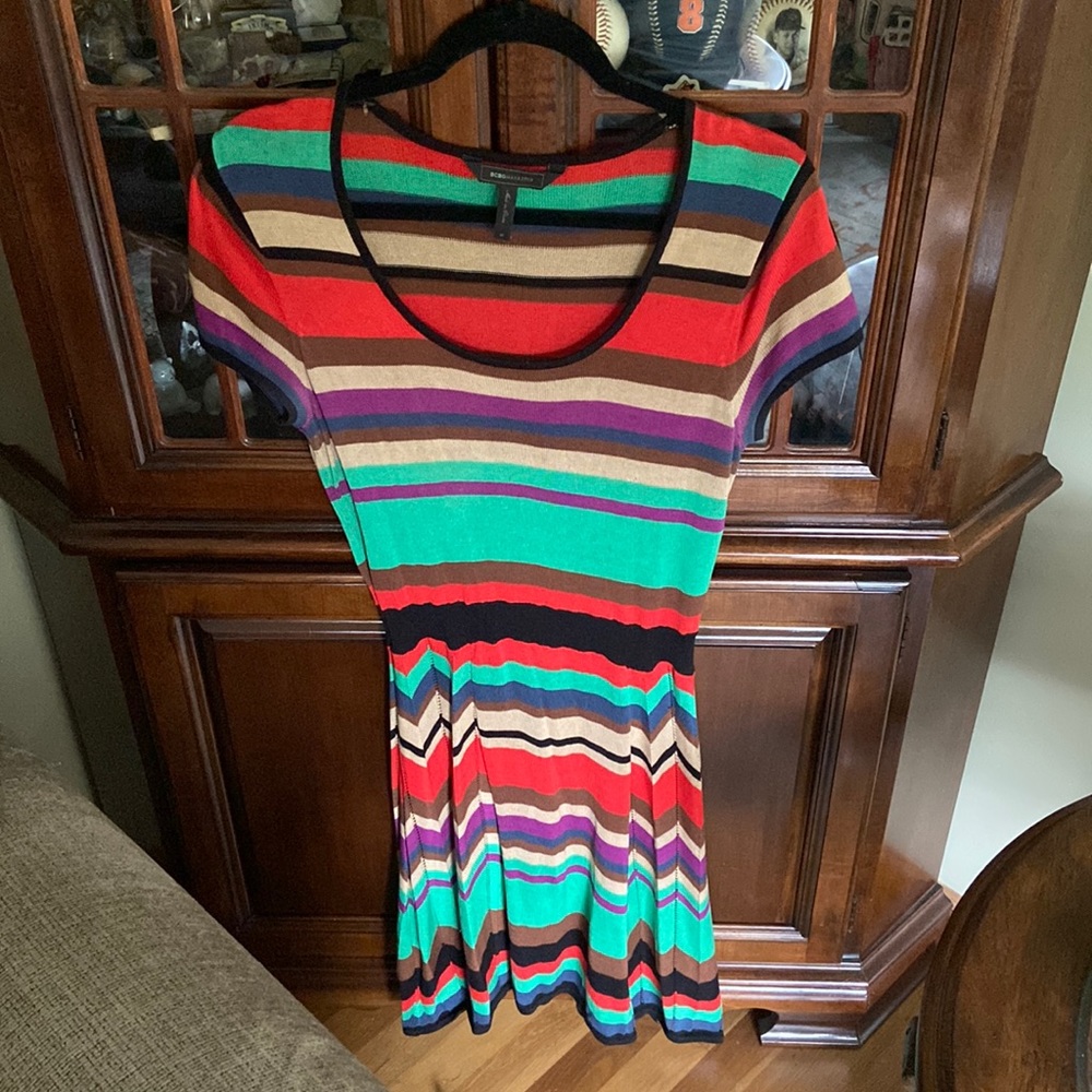 BCBG Max Azria striped knit a line dress